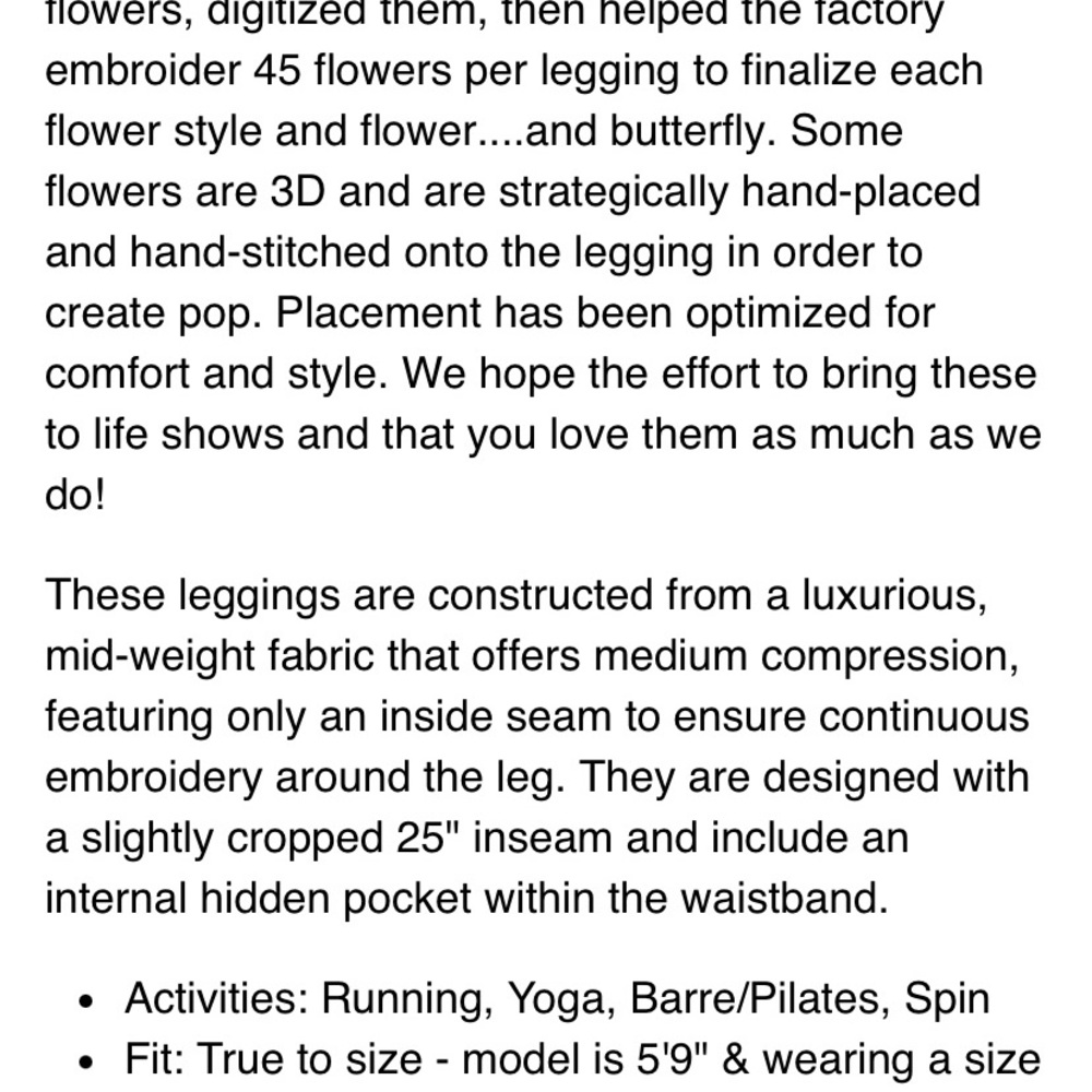 Floral Embroidered women’s Leggings NWOT - Picture 6 of 6